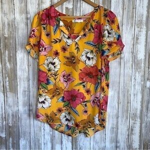DR2 Daniel Rainn Marigold Floral Blouse
